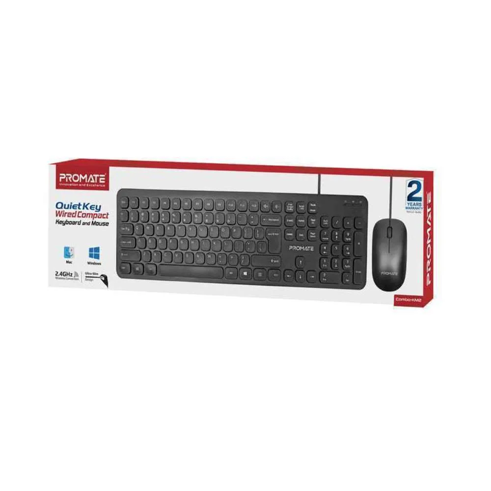 Promate Ultra-thin Wired Keyboard Mouse Combo English