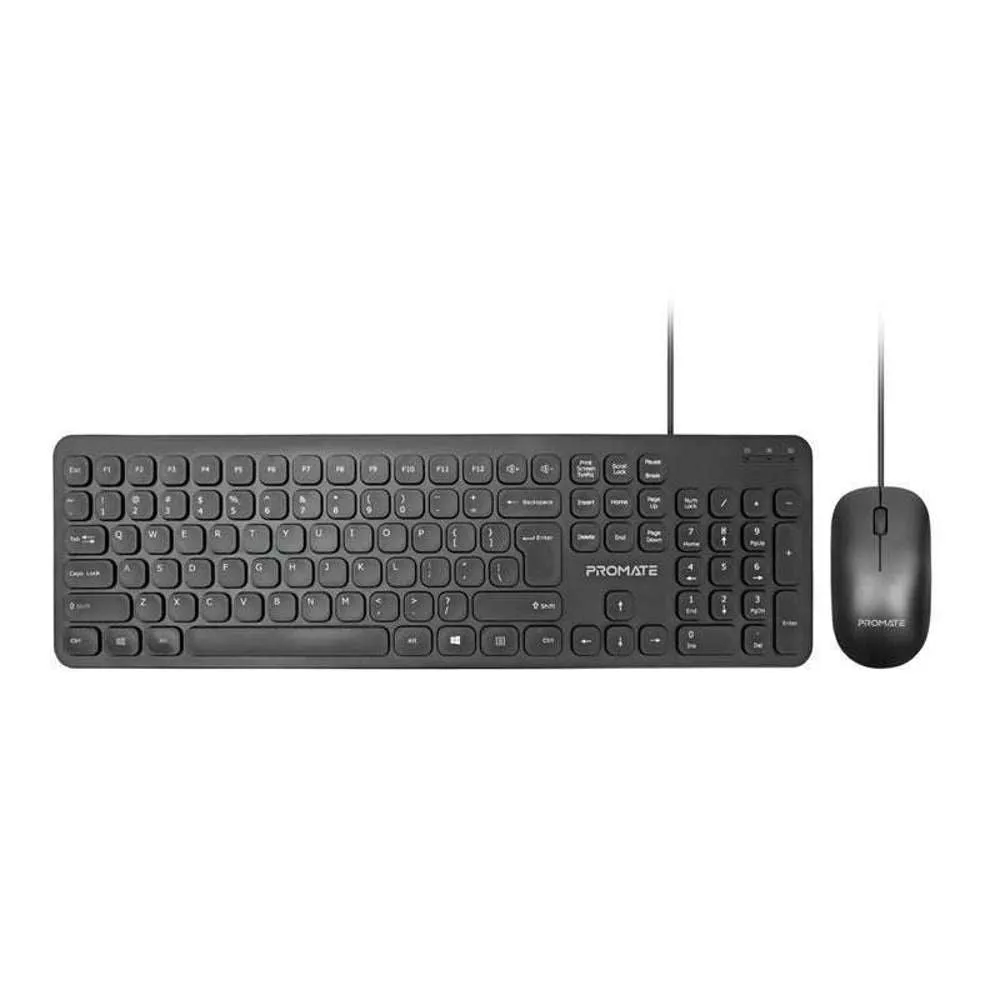 Promate Ultra-thin Wired Keyboard Mouse Combo English