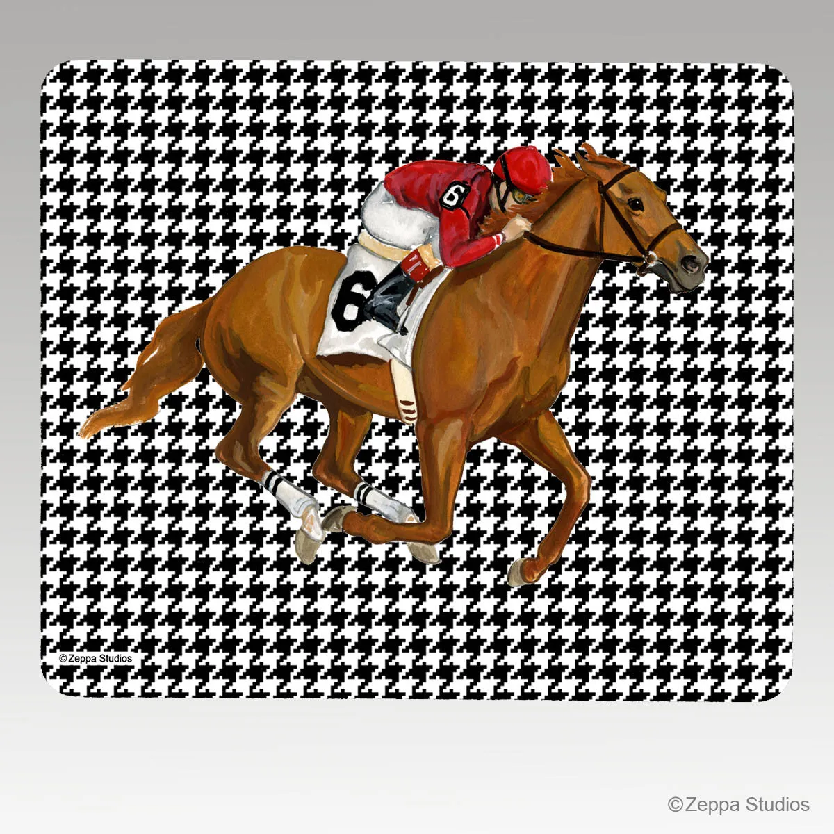 Race Horse Houndstooth Mouse Pad