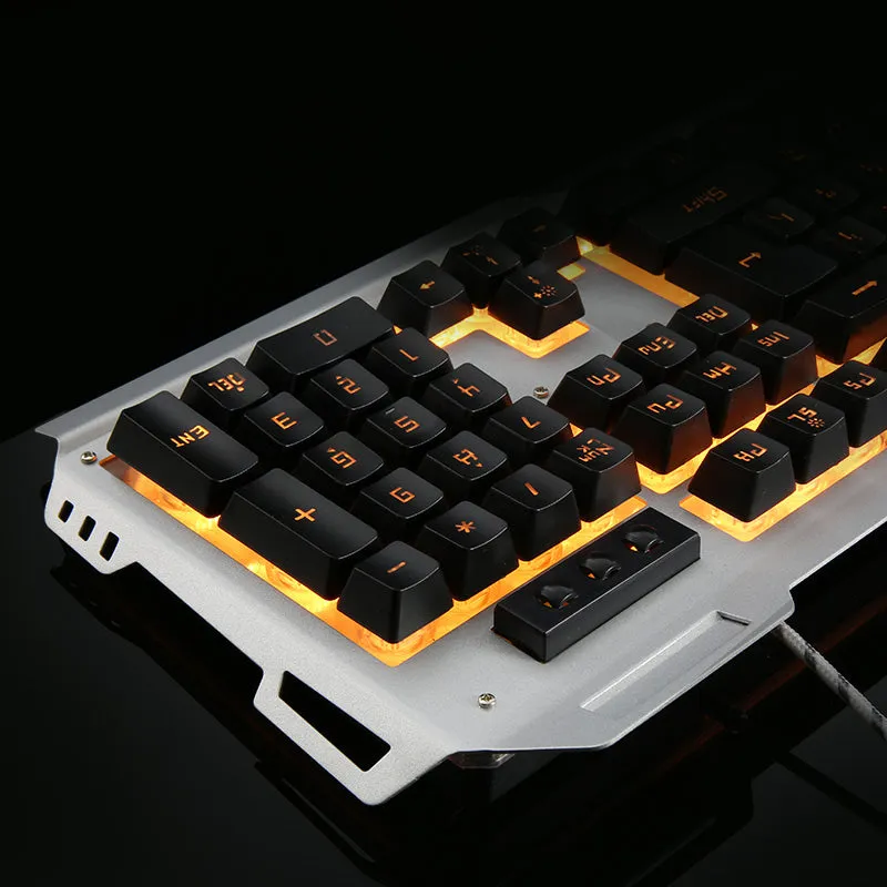 Rainbow Yellow LED Backlight USB Wired Pro Gaming Keyboard Gamer Keyboard 6 Buttons 3200 DPI Pro Gaming Mouse Gamer Mice