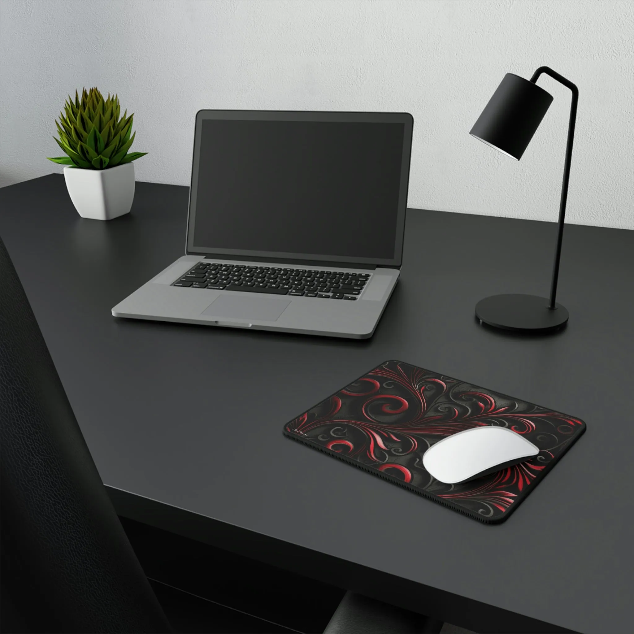 Red and Black Filigree Mouse Pad