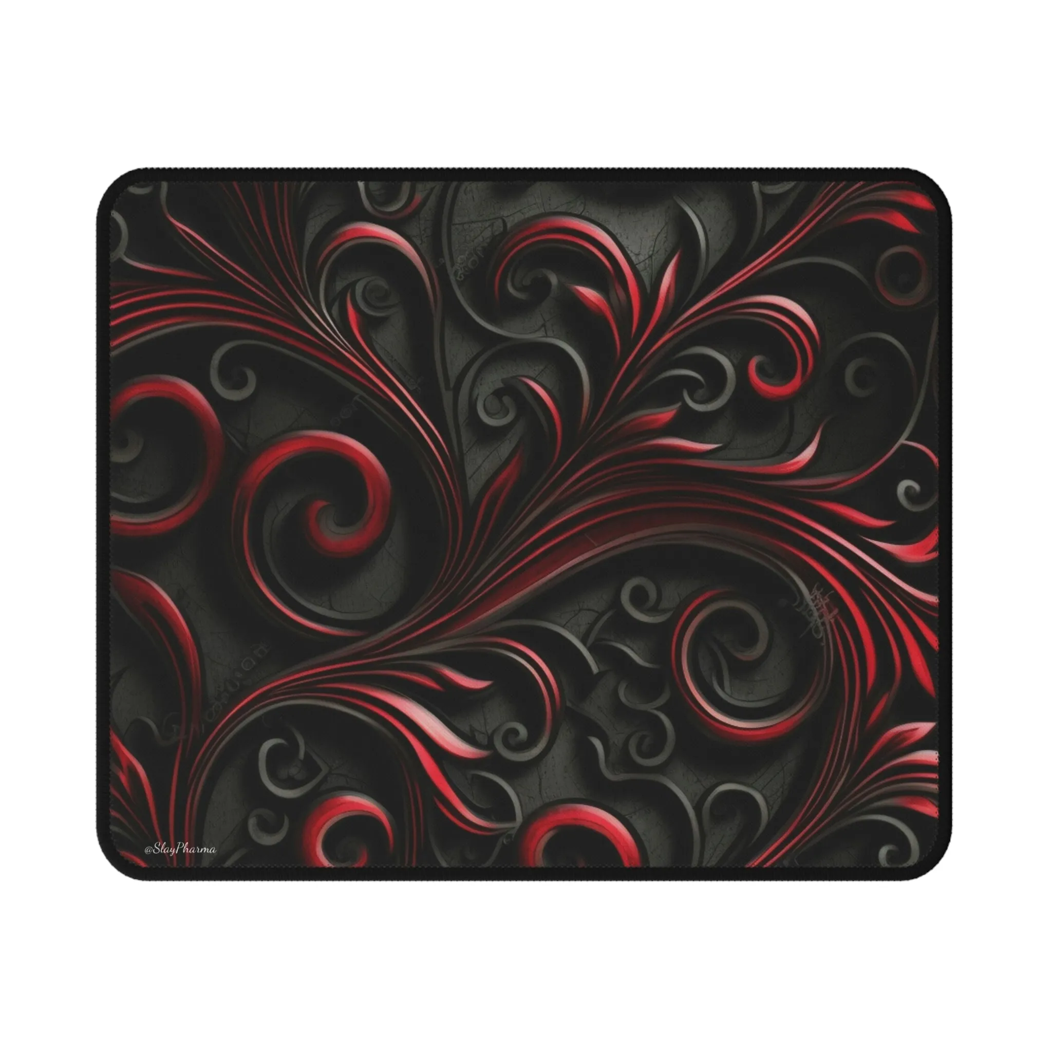 Red and Black Filigree Mouse Pad