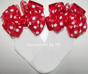 Red Polka Dot Bow Socks