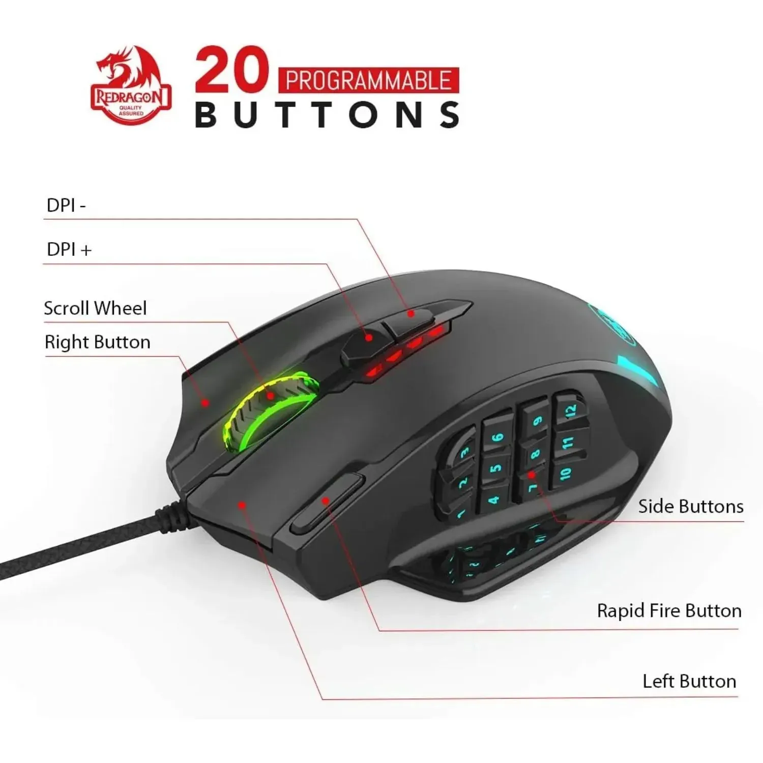 Redragon M908 Wired RGB MMO Mouse: Elevate Your Gaming Experience