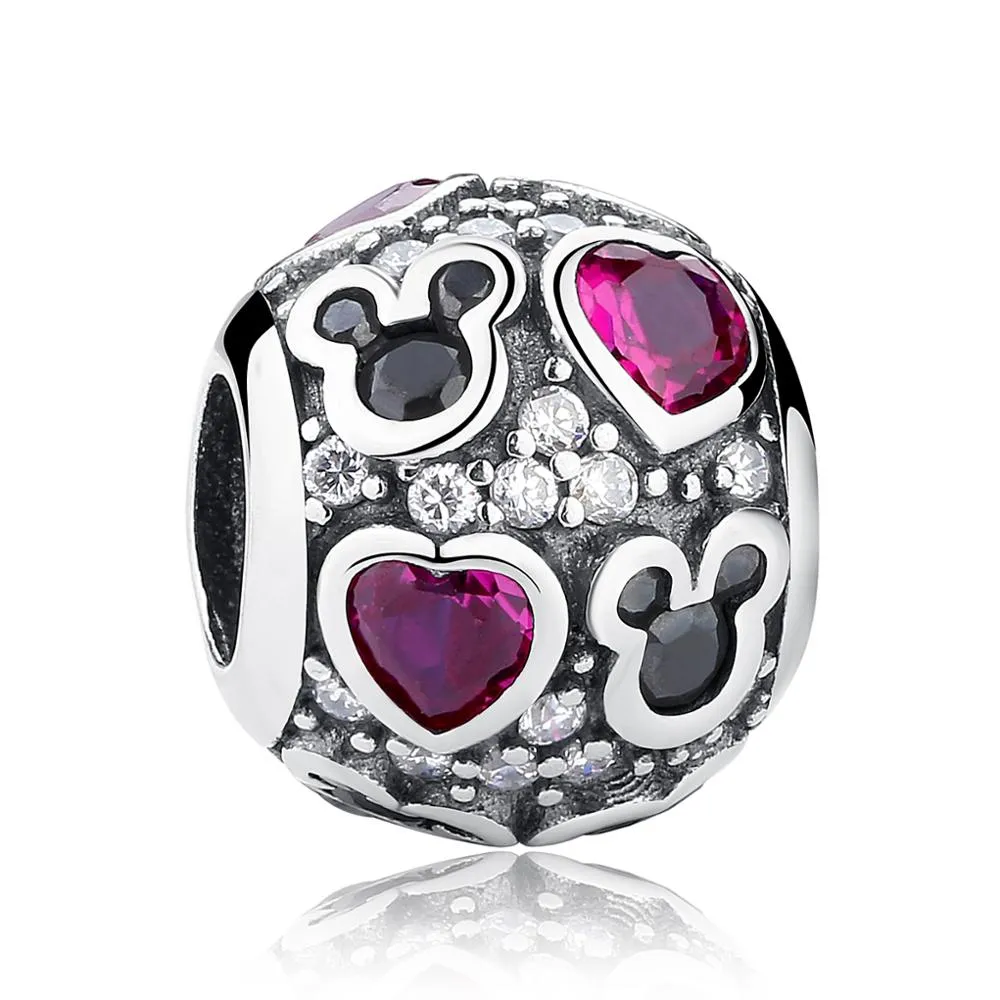 Sparkling Mickey and Hearts Ball Bead Charm