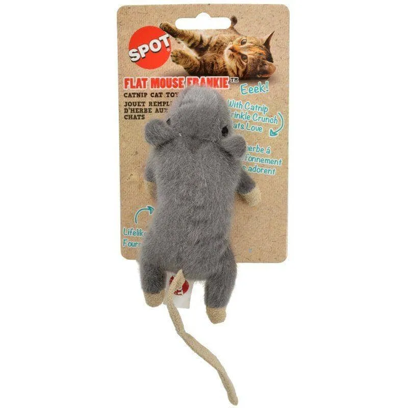 Spot Flat Mouse Frankie Catnip Toy - Assorted Colors - 1 Count (5.5" Long)