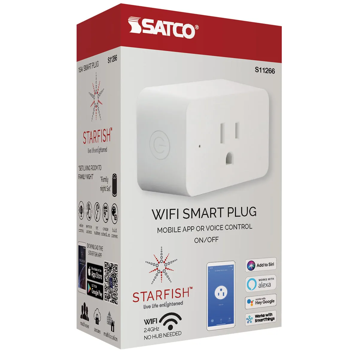 Starfish 15-Amp Wi-Fi Smart Plug Outlet White