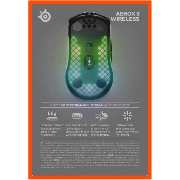 SteelSeries Aerox 3 Wireless - Super Light Gaming Mouse - 18,000 CPI TrueMove Air Optical Sensor