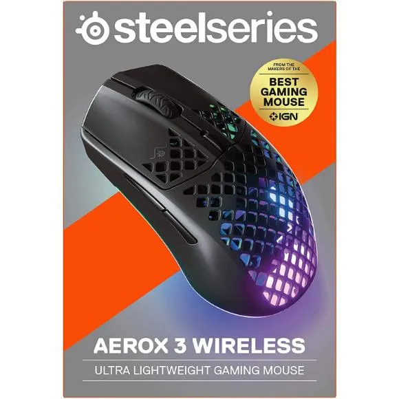 SteelSeries Aerox 3 Wireless - Super Light Gaming Mouse - 18,000 CPI TrueMove Air Optical Sensor