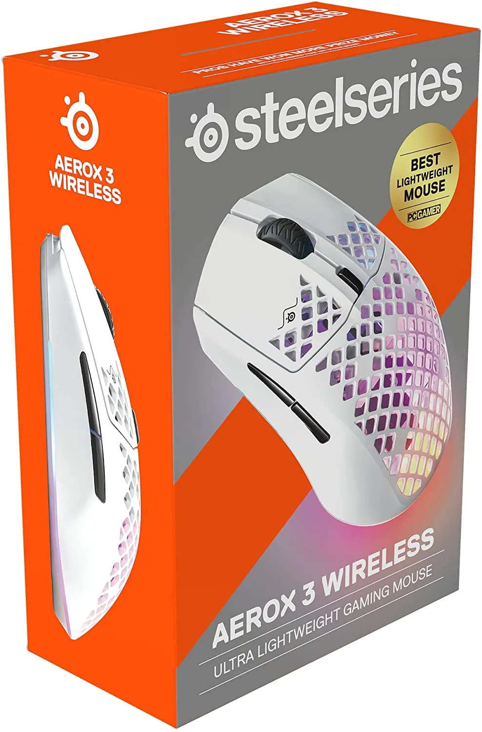 SteelSeries Mouse Aerox 3 Wireless 2022 - Super Light Gaming Mouse - 18,000 CPI TrueMove Air Optical Sensor - Ultra-Lightweight 68g Water Resistant Design - 200 Hour Battery Life – Snow