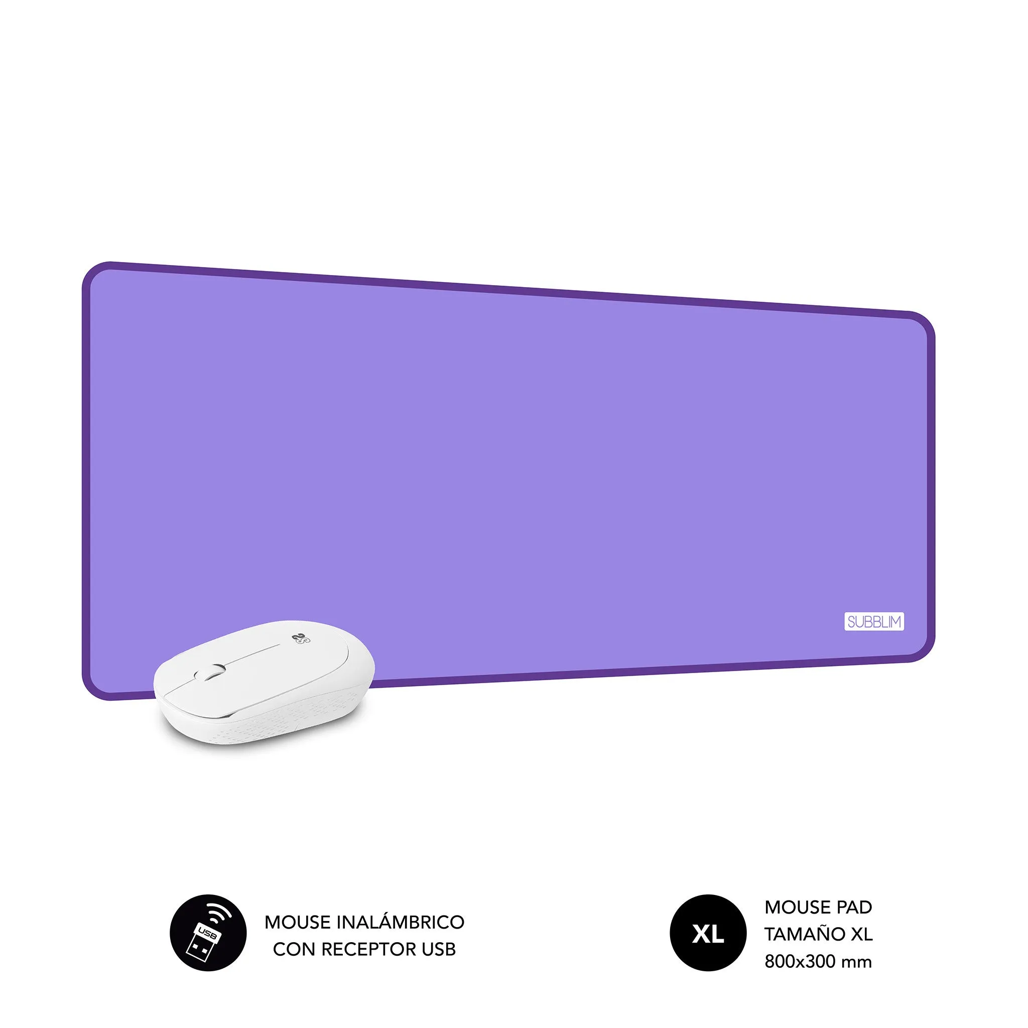 Subblim Mouse Pad Harmony Pack Xl   Wireless Mouse Purple Submp-03Hp002