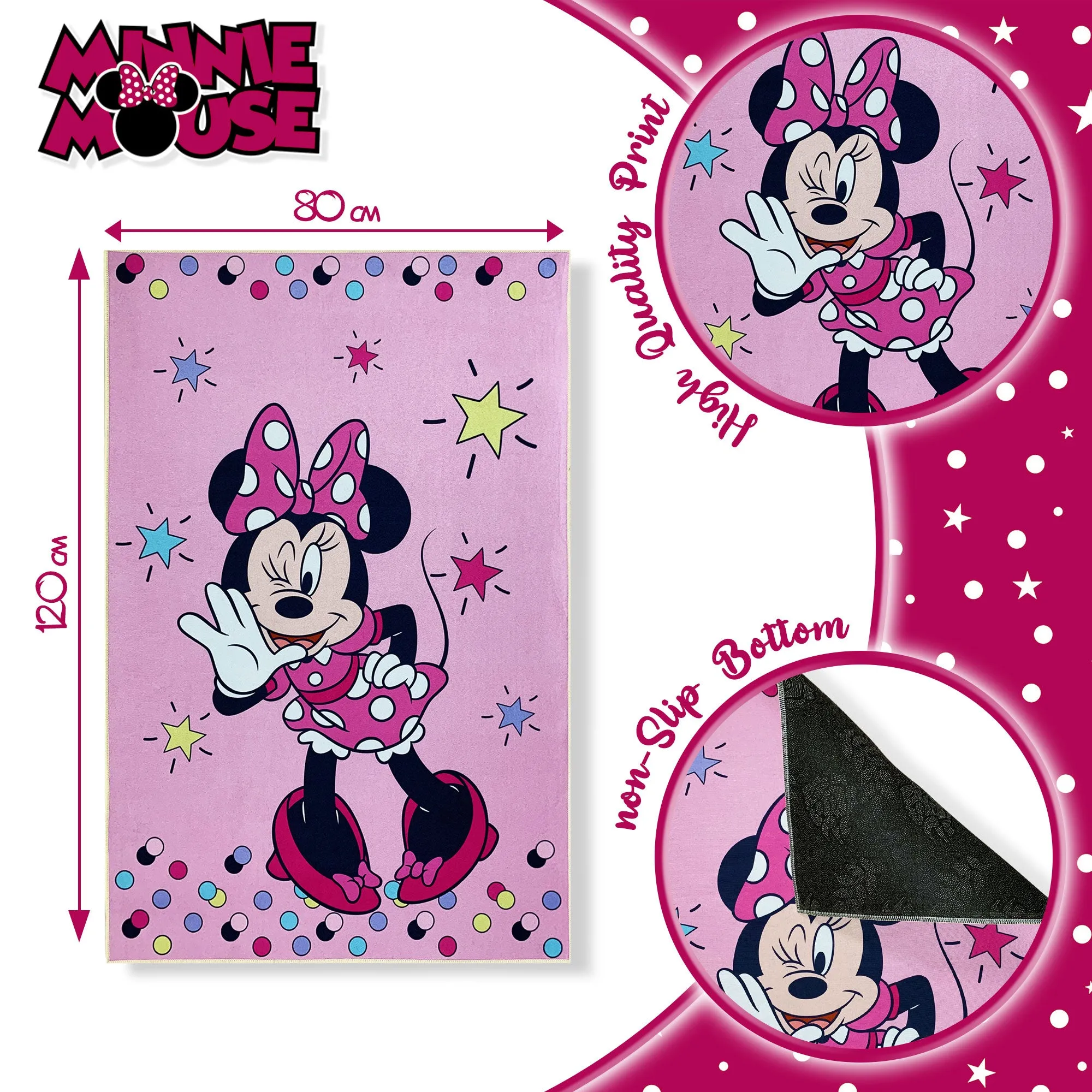 Tappeto antiscivolo Disney Minnie Mouse 80x120cm cameretta bambine 6506