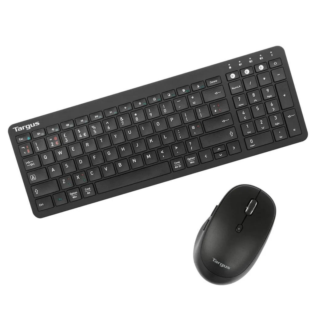 Targus - Keyboard And Mouse Set - Antimicrobial Universal Midsize Comfort Multi-Device Bundle - Antimicrobial - Wireless