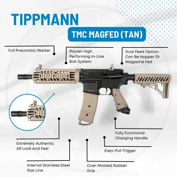 TIPPMANN TMC MAGFED PAINTBALL MARKER .68- TAN