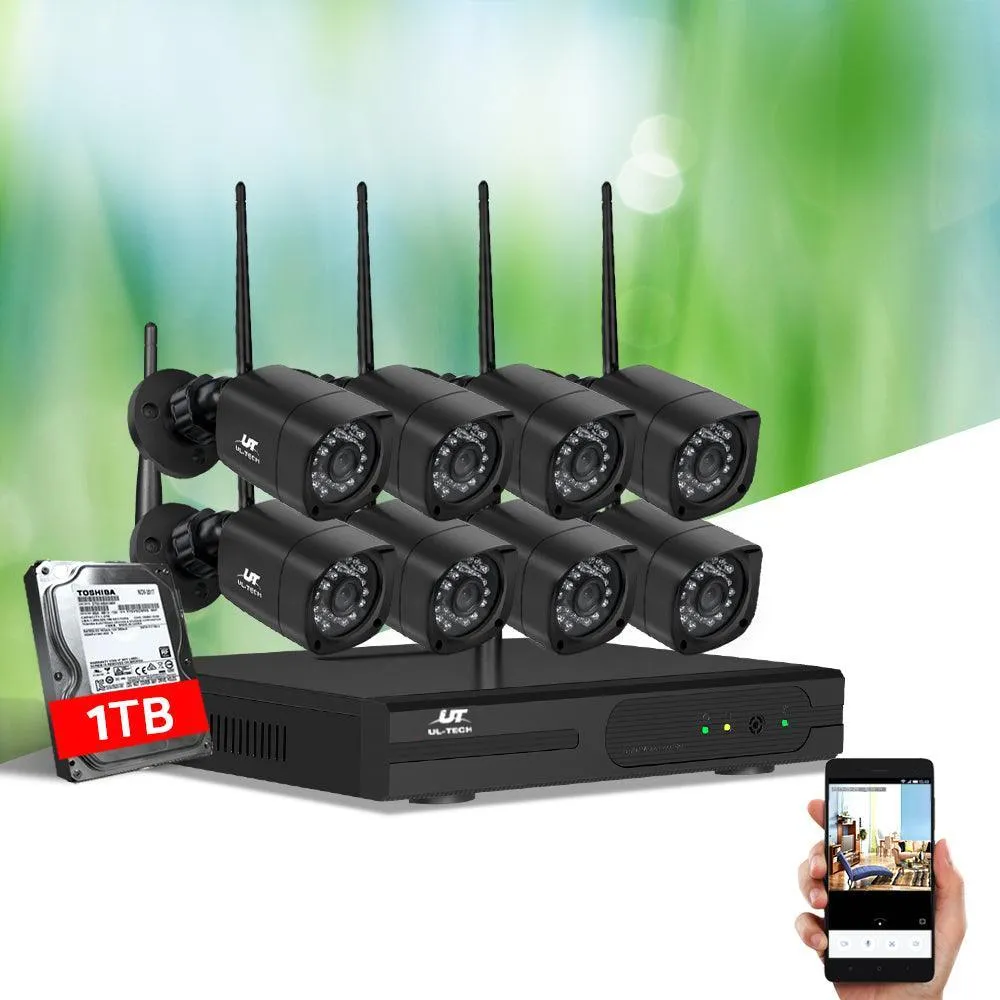 UL-tech CCTV Wireless Security Camera System 8CH Home Outdoor WIFI 8 Square Cameras Kit 1TB