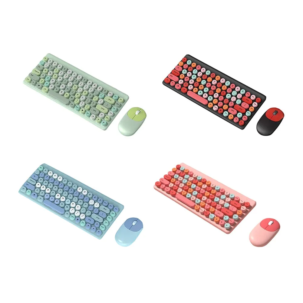 Wireless Business Office Keyboard Mouse Colorful 86-key Keyboard 3-Key Mice USB Receiver Connection Desktop Computer Accessories