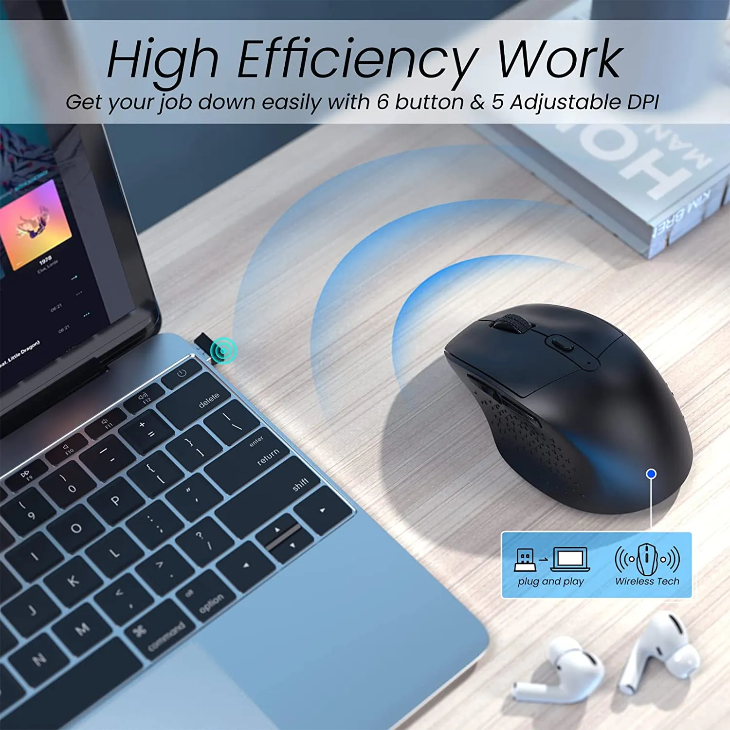 Wireless Mouse for Laptop, Computer Mouse Rechargeable