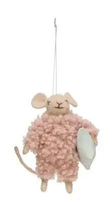 WOOL MICE FELT ORNEMENT IN PAJAMAS